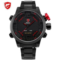 Gulper SHARK Sport Watch Brand Mens Black Luxury Full Steel Band Digital Calendar Wristwatches Quartz Relogio Masculino /SH103