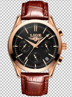 2017 New Fashion Man Watches Top Luxury LIGE Brand Quartz-watch Leather Strap Waterproof Male Business Watches relogio masculino