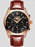 2017 New Fashion Man Watches Top Luxury LIGE Brand Quartz-watch Leather Strap Waterproof Male Business Watches relogio masculino