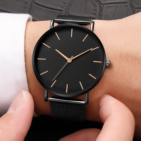 Women Watches Black Watch Fashion Quartz Wristwatch Woman Mesh Band Simple Watches Luxury Ladies Clock Reloj Mujer montre femme